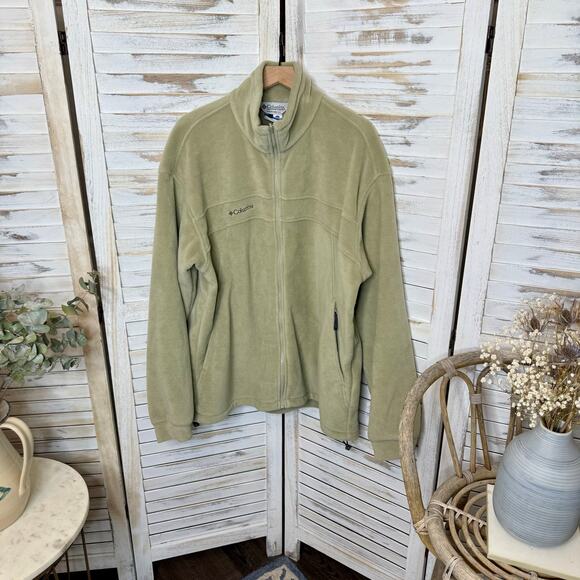 COLUMBIA VINTAGE Men's XL TALL CORE Interchange Fleece Zip Jacket Outdoor Beige - Picture 4 of 13